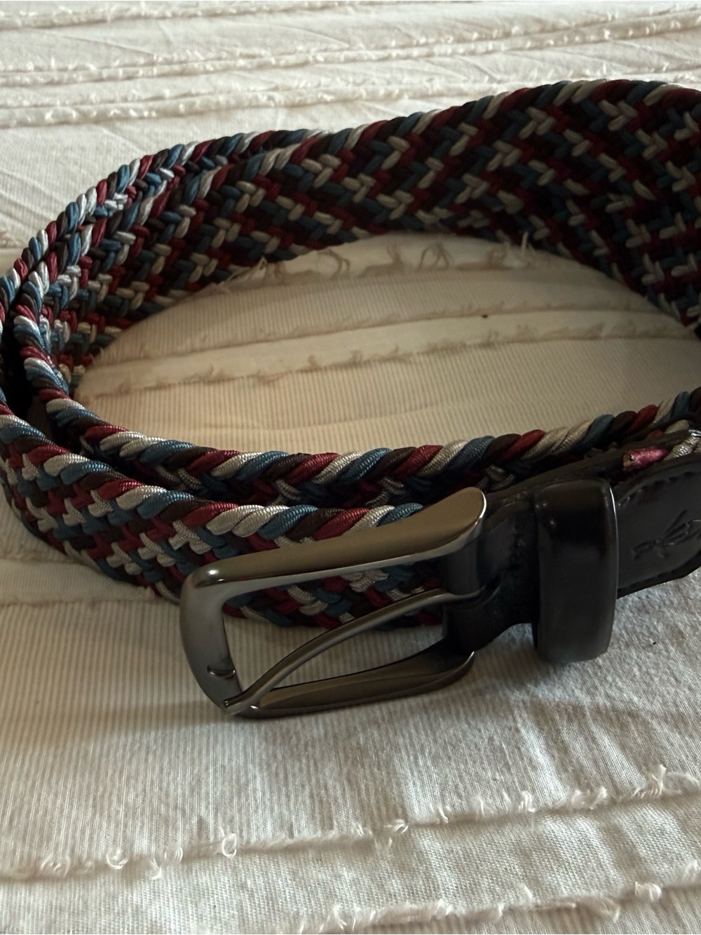 Original Penguin Braided Stretch Belt in Blue, Maroon, Gray